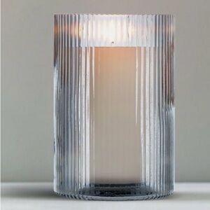 BH&G Glass 8” Hurricane Candle Holder, Blue